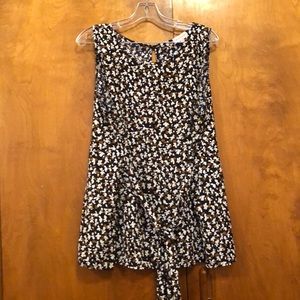 Molly & Isadora - Dark Blue Floral Top with Ties